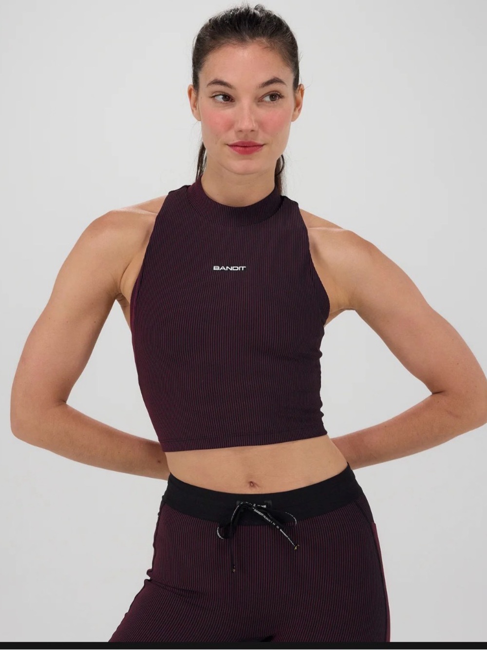 Bandit Striped Cadence Race Crop Top Black / Fig